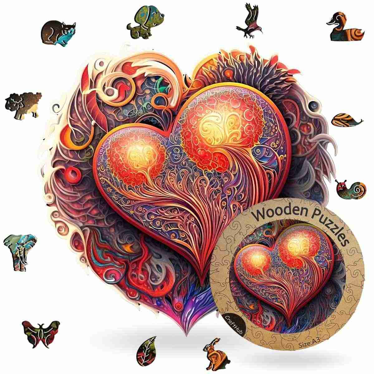 Animal Jigsaw Puzzle > Wooden Jigsaw Puzzle > Jigsaw Puzzle A3+Wooden Box Blossom Heart - Jigsaw Puzzle