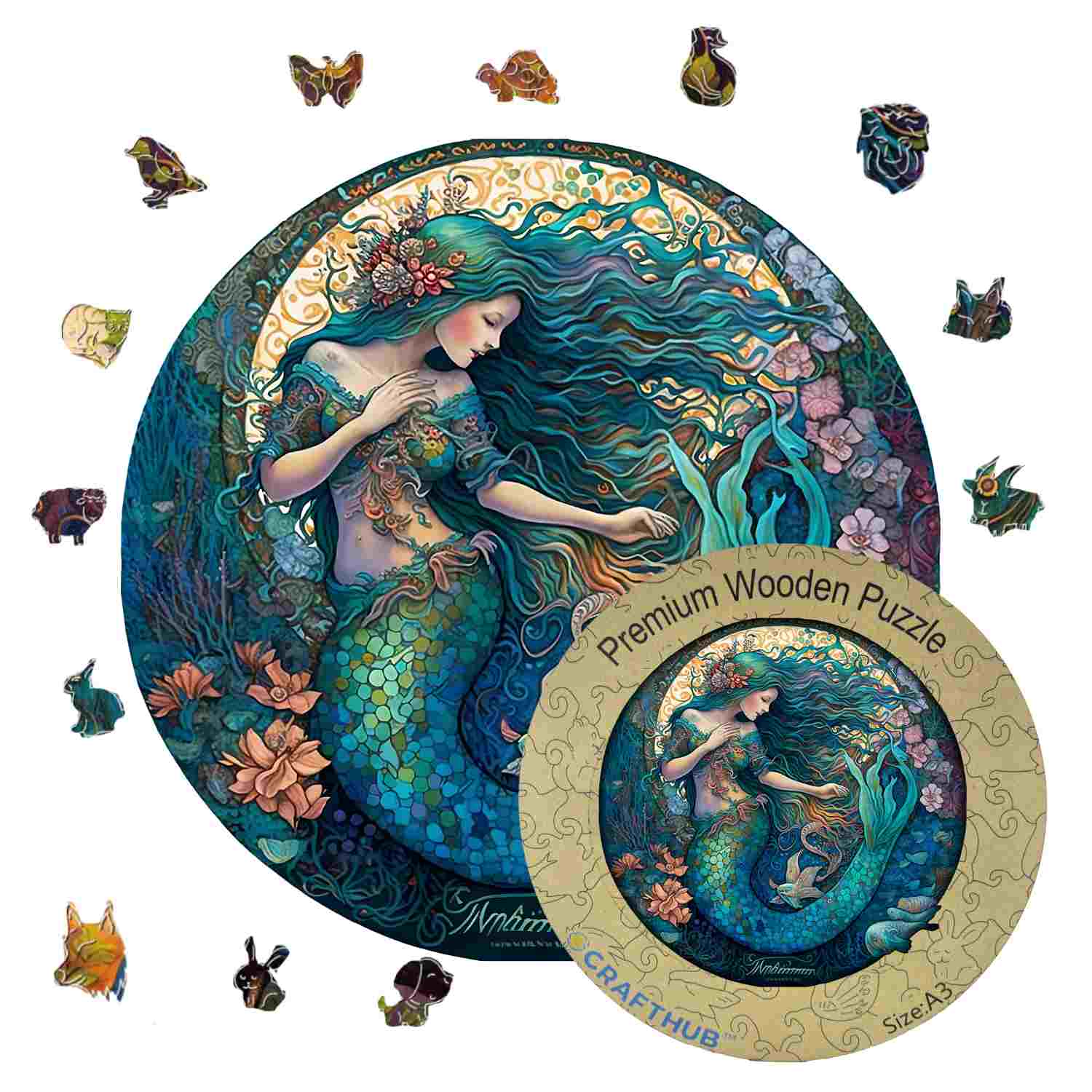 Animal Jigsaw Puzzle > Wooden Jigsaw Puzzle > Jigsaw Puzzle A3+Wooden Box Mermaid - Jigsaw Puzzle