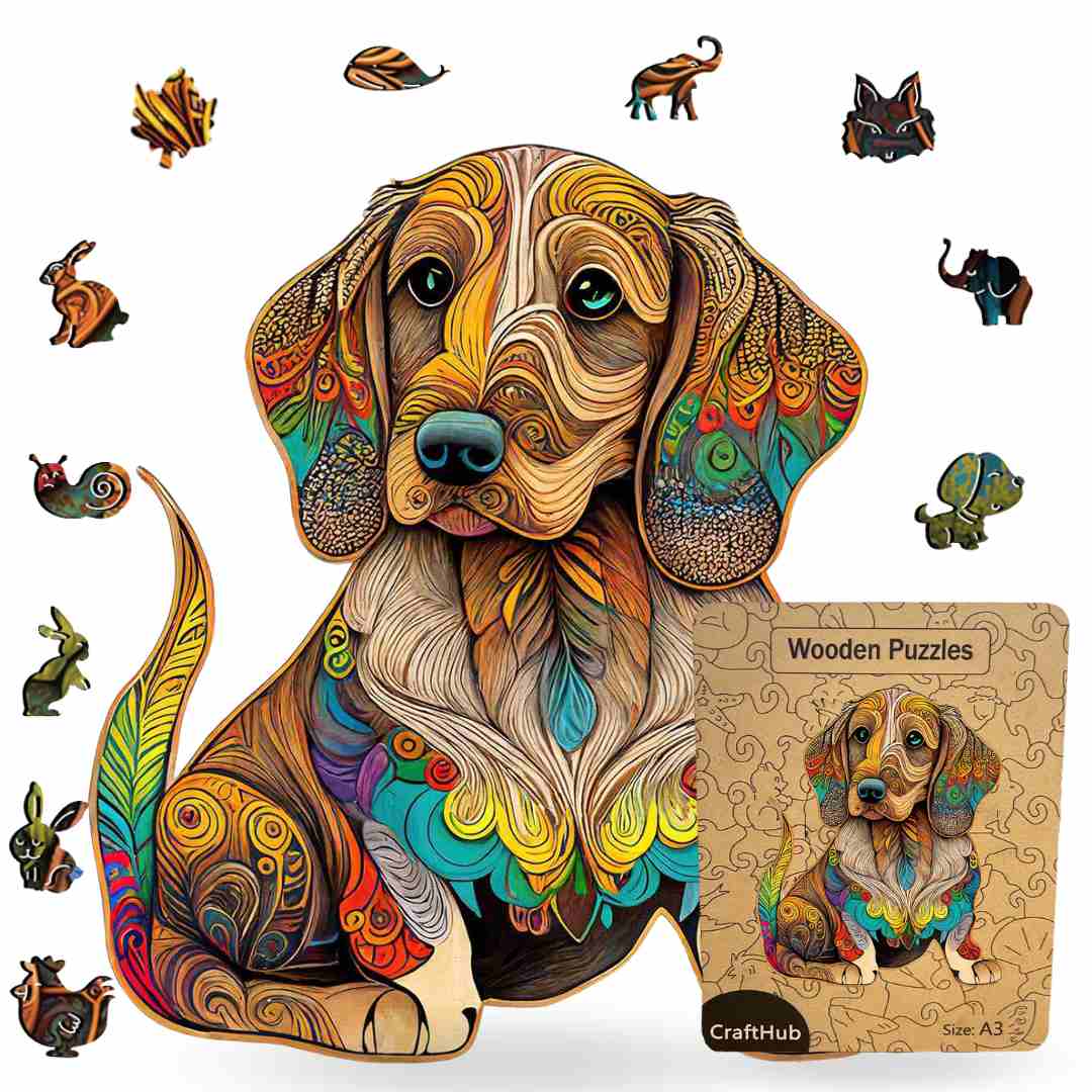 Animal Jigsaw Puzzle > Wooden Jigsaw Puzzle > Jigsaw Puzzle A3+Wooden Biox Dachshund - Jigsaw Puzzle