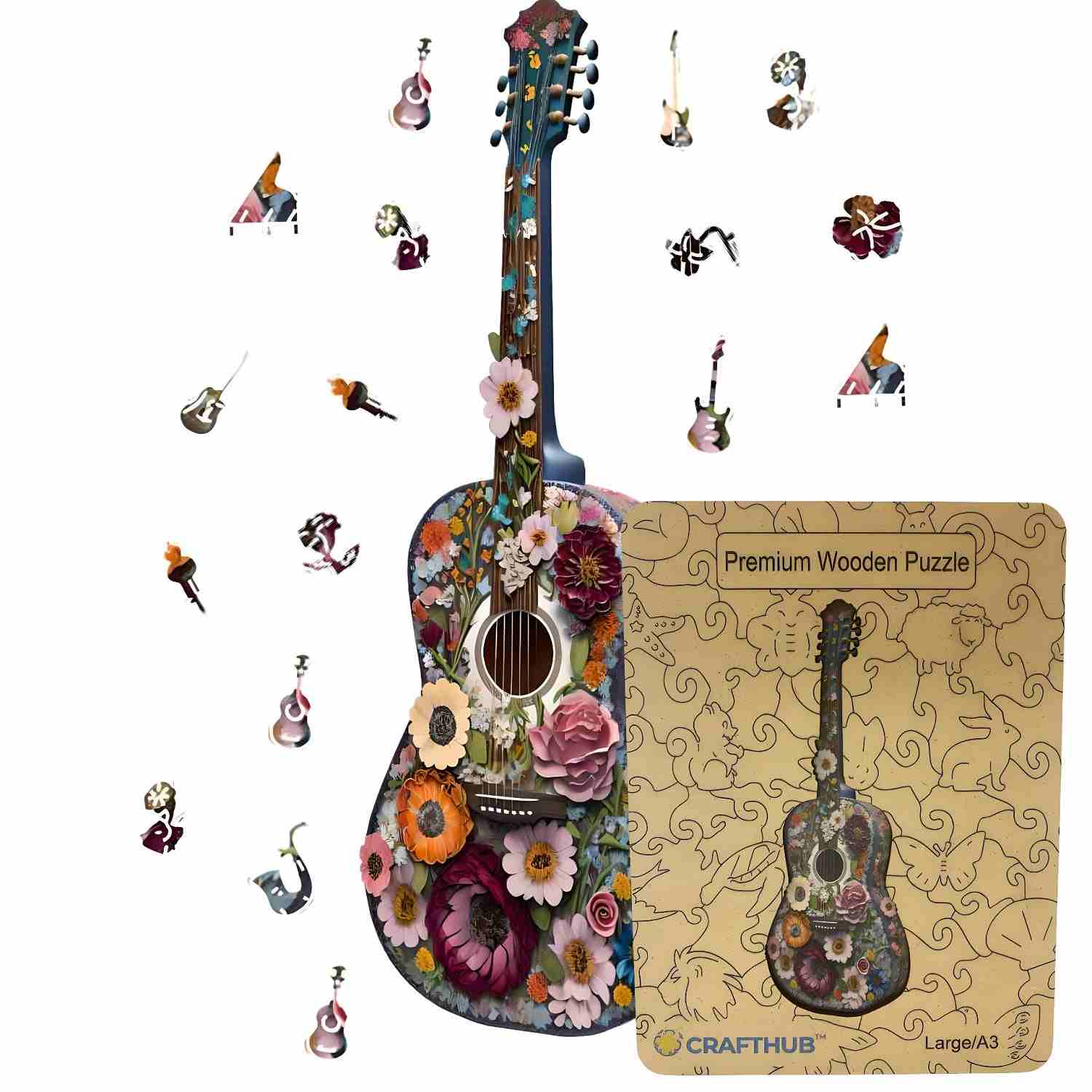 Animal Jigsaw Puzzle > Wooden Jigsaw Puzzle > Jigsaw Puzzle A3+Wooden Box Guitar - Jigsaw Puzzle