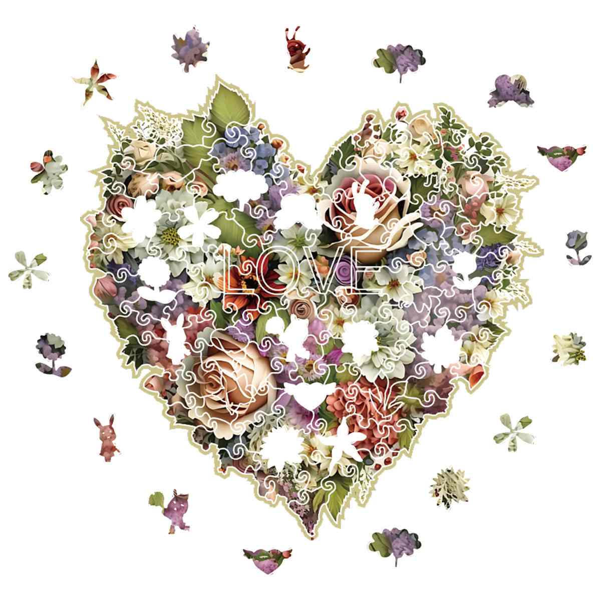 Animal Jigsaw Puzzle > Wooden Jigsaw Puzzle > Jigsaw Puzzle Blooming Heart - Jigsaw Puzzle