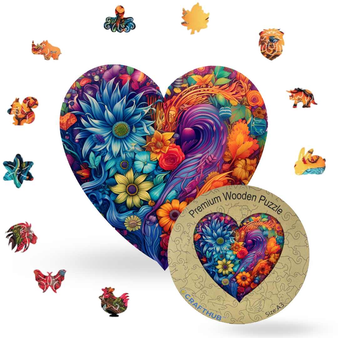 Animal Jigsaw Puzzle > Wooden Jigsaw Puzzle > Jigsaw Puzzle A3+Wooden Box Proud Pride Heart - Jigsaw Puzzle