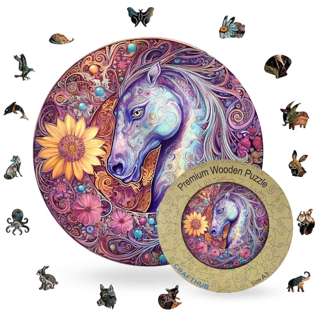 Animal Jigsaw Puzzle > Wooden Jigsaw Puzzle > Jigsaw Puzzle A3+Wooden Box Horse - Jigsaw Puzzle
