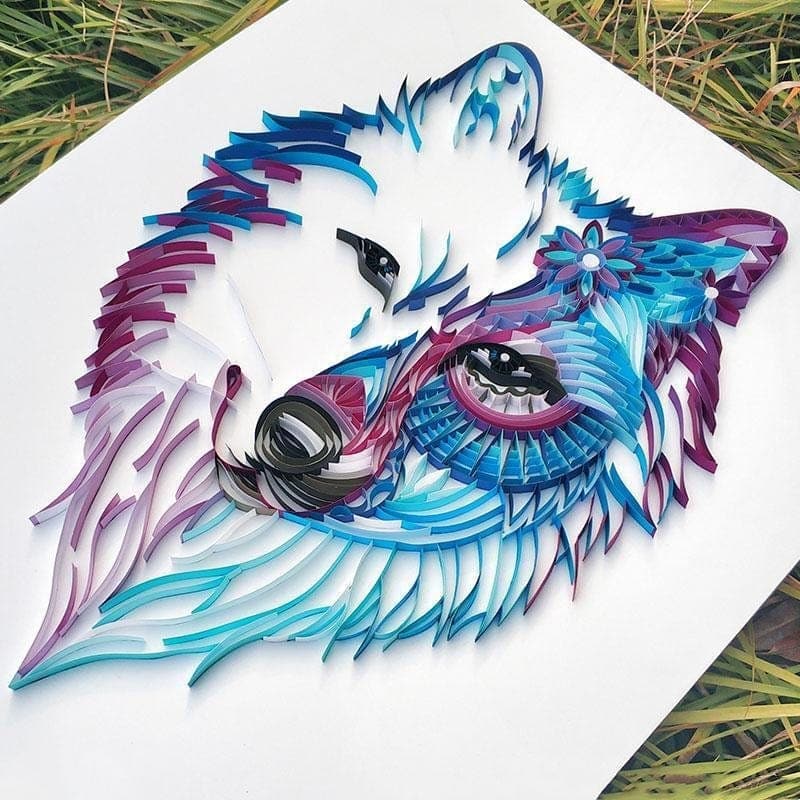 Quilling Art Filigree Painting Kit - Snow Wolf