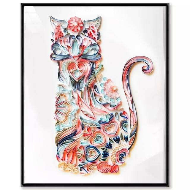 Quilling Art Filigree Painting Kit - Cat