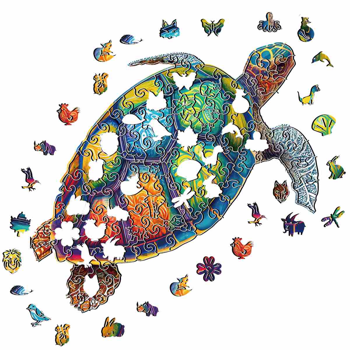 Animal Jigsaw Puzzle > Wooden Jigsaw Puzzle > Jigsaw Puzzle Colorful Turtle - Jigsaw Puzzle